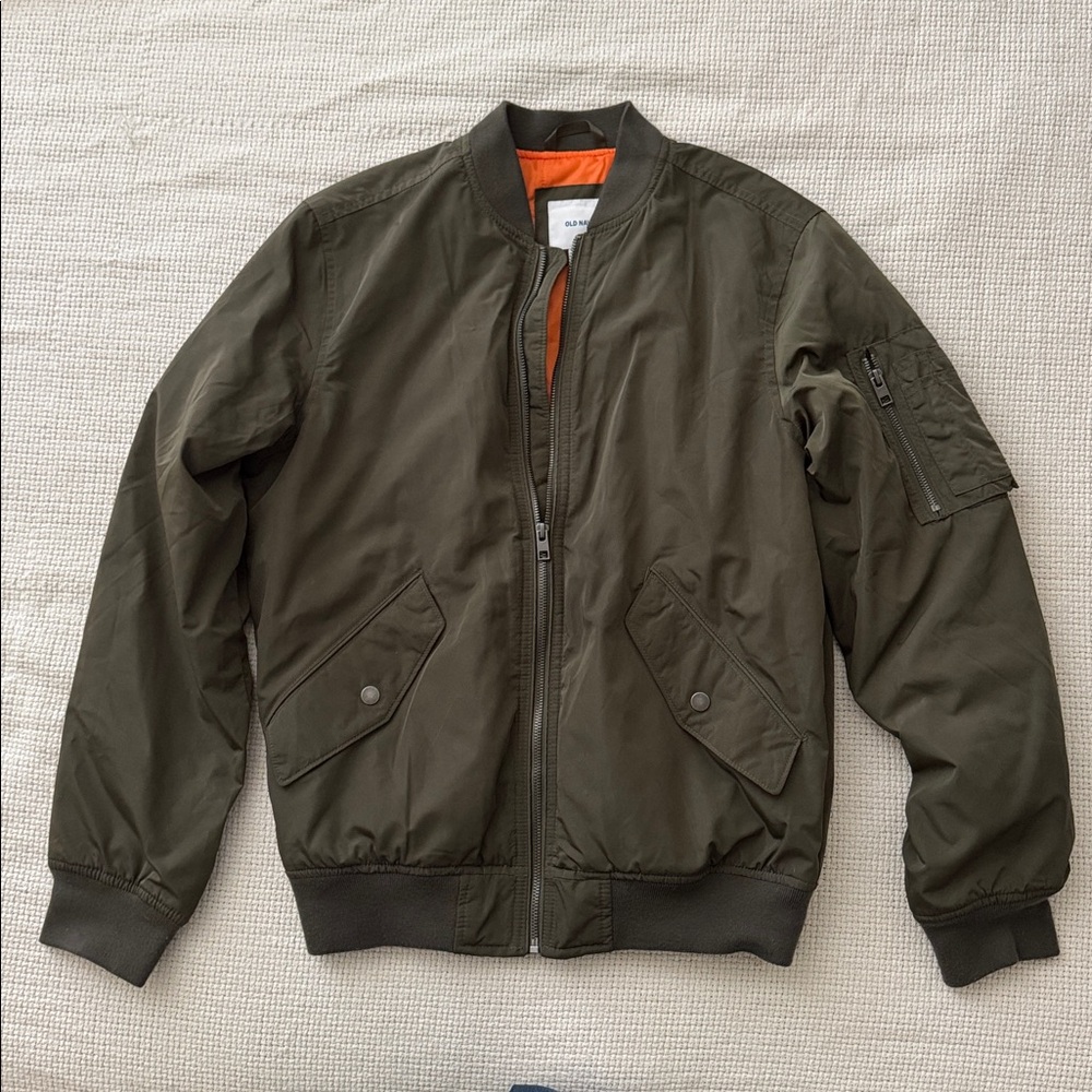Old Navy Dark Green Bomber Jacket Men’s Small EUC